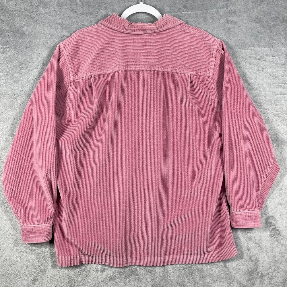 L.L. Bean Corduroy Shirt Women Large Pink Long Sleeve Cotton Button Down - Picture 9 of 10